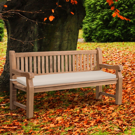 Banc Jackson en teck avec coussin d'assise 180 cm + teck crème