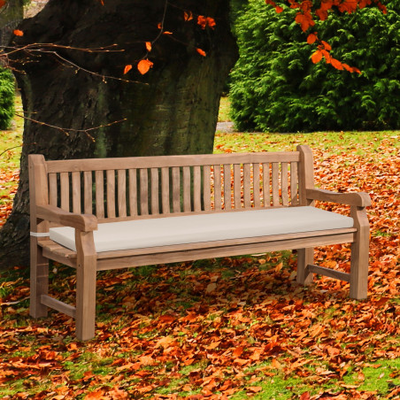 Banc Jackson en teck avec coussin d'assise 200 cm + teck crème