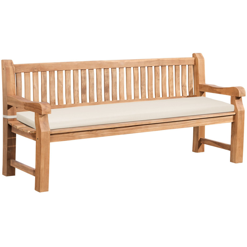 Banc Jackson en teck avec coussin d'assise 200 cm + teck crème