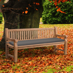 Banc Jackson en teck avec coussin d'assise 200 cm + teck gris foncé