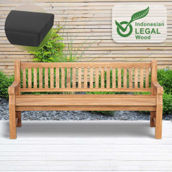 Banc Jackson en teck avec coussin d'assise 200 cm + teck gris foncé