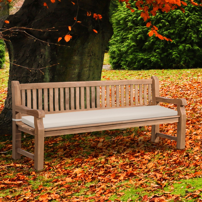 Banc Jackson en teck avec coussin d'assise 220 cm + teck cr?me