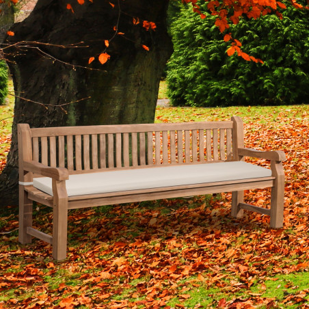 Banc Jackson en teck avec coussin d'assise 220 cm + teck cr?me