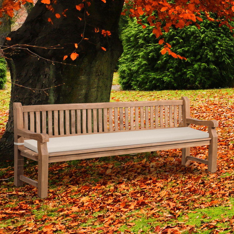 Banc Jackson en teck avec coussin d'assise 240 cm + teck crème