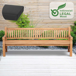 Banc Jackson en teck avec coussin d'assise 240 cm + teck gris foncé