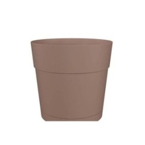 Pot a fleurs et plantes rond CAPRI LARGE - Plastique - Réservoir d'eau - diametre 35 cm - Taupe - ARTEVASI