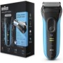 BRAUN Rasoir électrique Series†3 ProSkin†3040s Wet & Dry rechargeable - Bleu