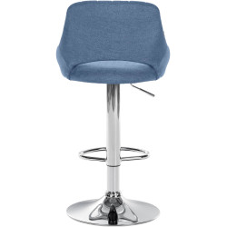 Tabouret de bar Milet tissu chromé bleu