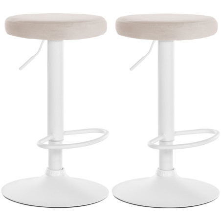 Set di 2 sgabelli da bar Ponte in velluto bianco crema