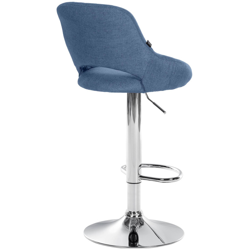 Tabouret de bar Milet tissu chromé bleu
