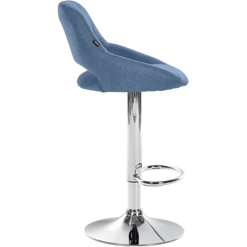 Tabouret de bar Milet tissu chromé bleu