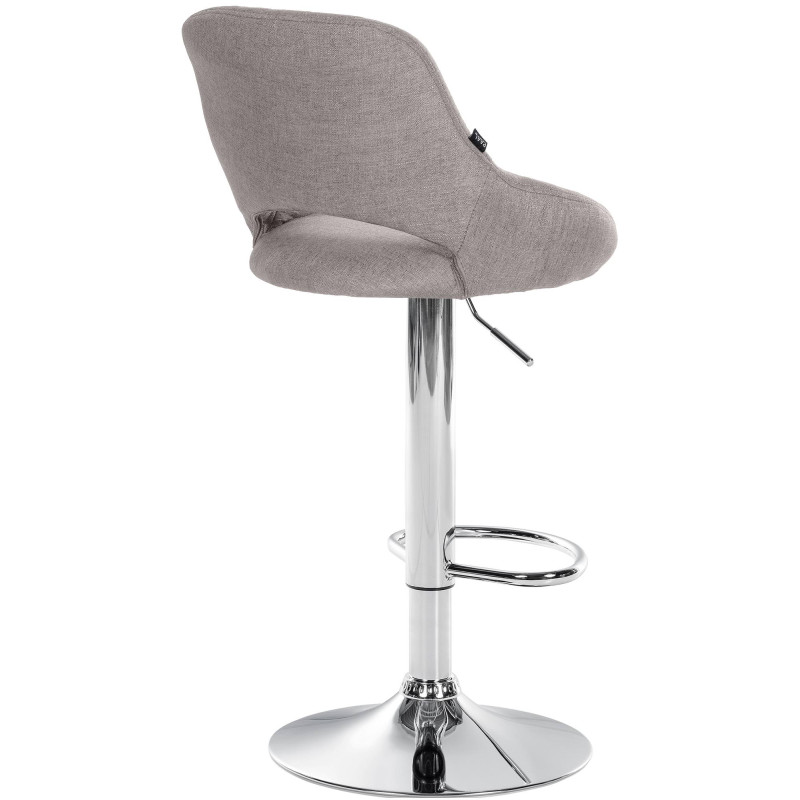 Tabouret de bar Milet tissu chromé gris