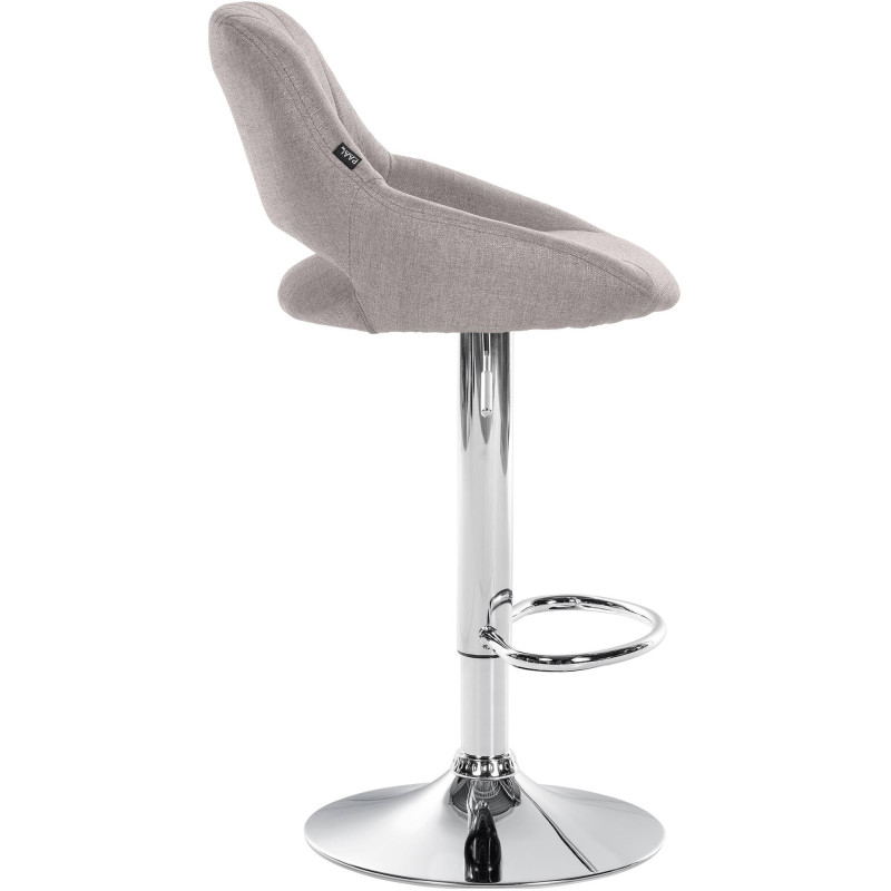 Tabouret de bar Milet tissu chromé gris