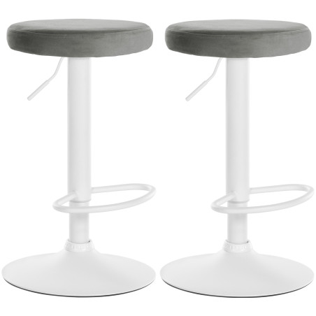 Lot de 2 tabourets de bar Ponte velours blanc gris