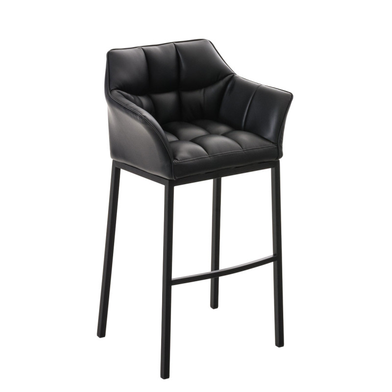 Tabouret de bar Damaso B avec structure à 4 pieds noir