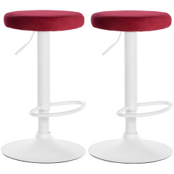Set di 2 sgabelli da bar Ponte in velluto bianco e rosso