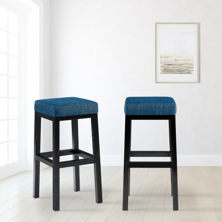 Tabouret de bar en tissu Taylor B80 bleu
