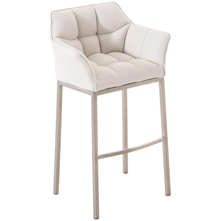 Tabouret de bar Damaso E en tissu avec structure à 4 pieds blanc
