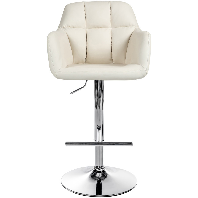 Tabouret de bar Natoma, simili cuir, chrome crème
