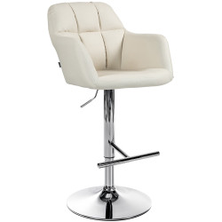 Tabouret de bar Natoma, simili cuir, chrome crème