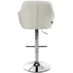 Tabouret de bar Natoma, simili cuir, chrome crème