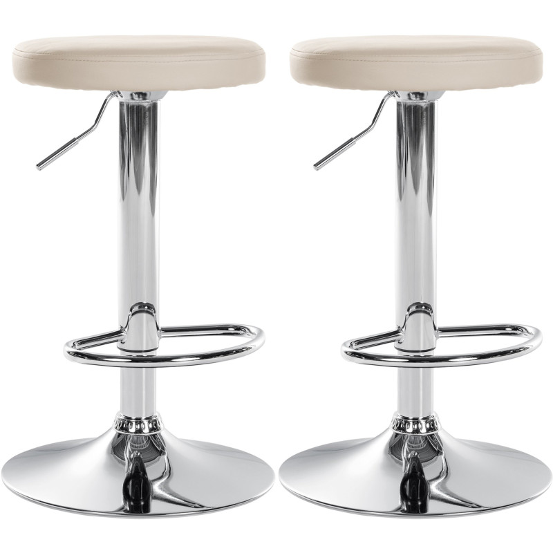Lot de 2 tabourets de bar Ponte simili cuir chrome crème