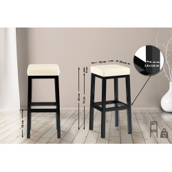 Tabouret de bar Taylor B85 en cuir artificiel crème