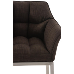 Tabouret de bar Damaso E en tissu avec piètement à 4 pieds brun