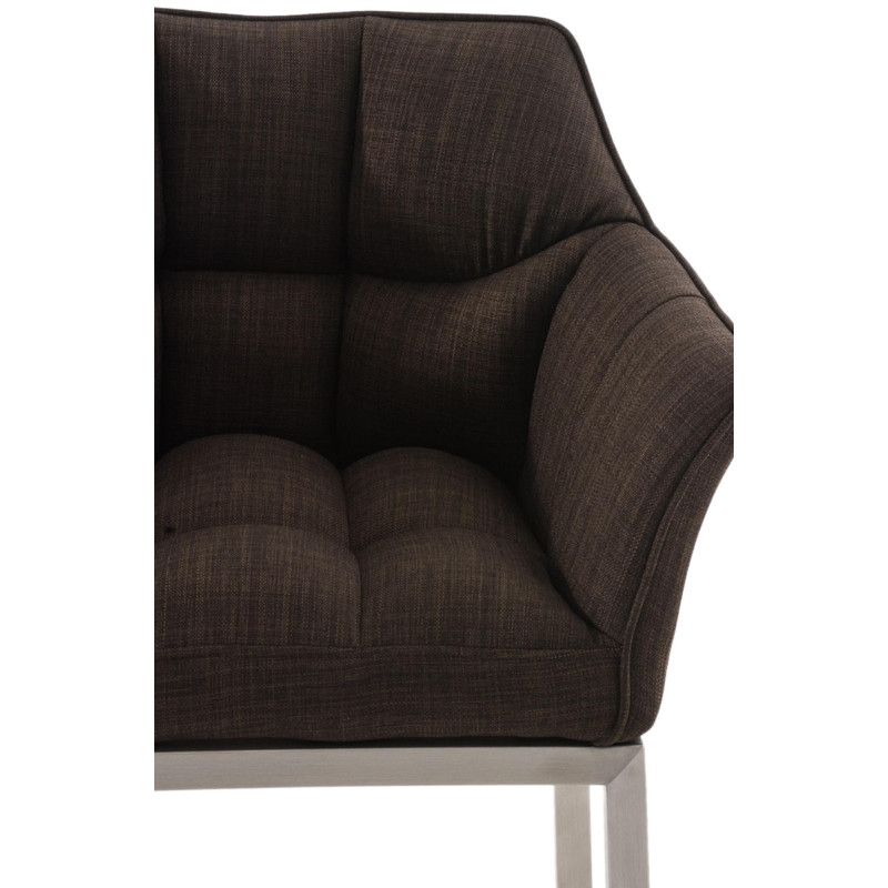 Tabouret de bar Damaso E en tissu avec piètement à 4 pieds brun