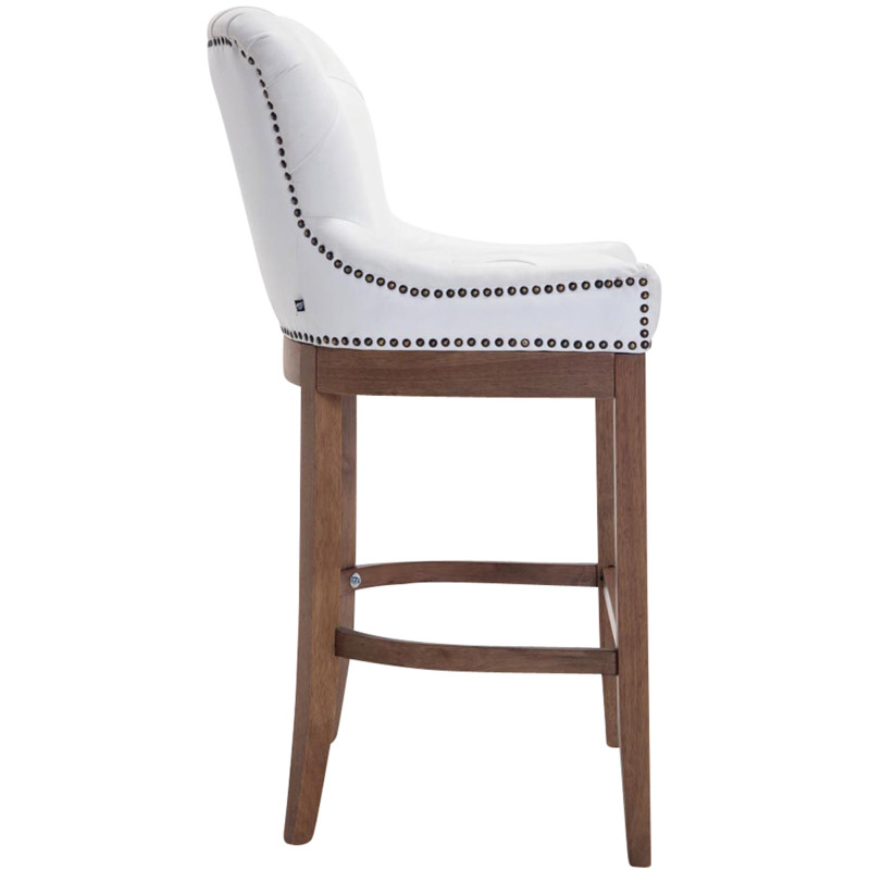 Tabouret de bar Lakewood en cuir véritable, lumière antique blanc