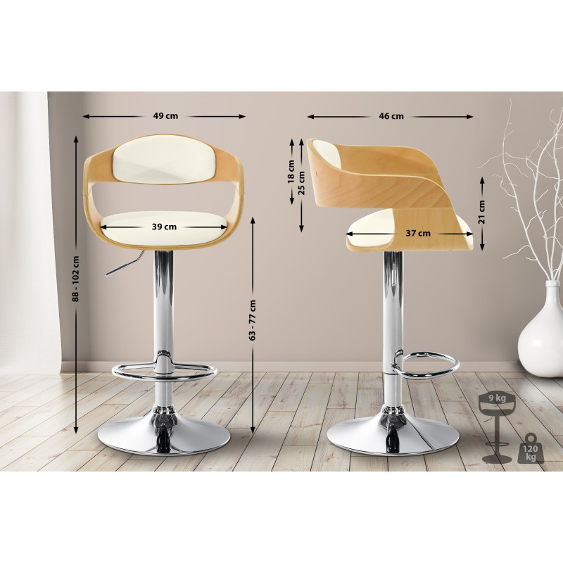 Tabouret de bar Kingston C naturel/blanc