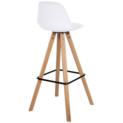 Tabouret de bar Corbin simili cuir carré nature blanc