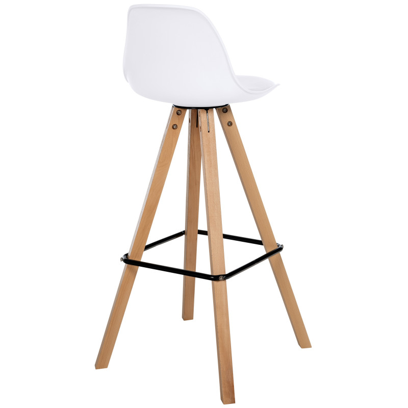 Tabouret de bar Corbin simili cuir carré nature blanc