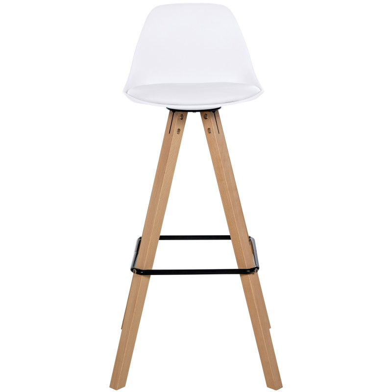 Tabouret de bar Corbin simili cuir carré nature blanc