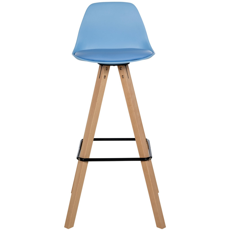 Tabouret de bar Corbin simili cuir carré nature bleu