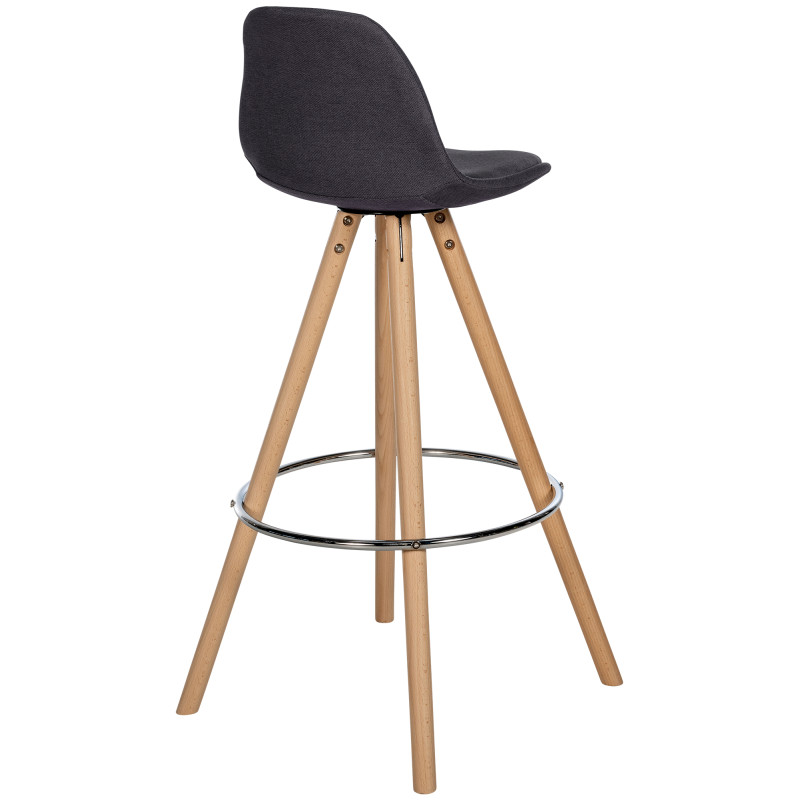 Tabouret de bar Corbin tissu rond nature gris foncé