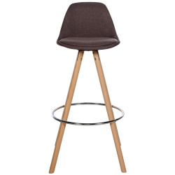 Tabouret de bar Corbin tissu rond nature brun