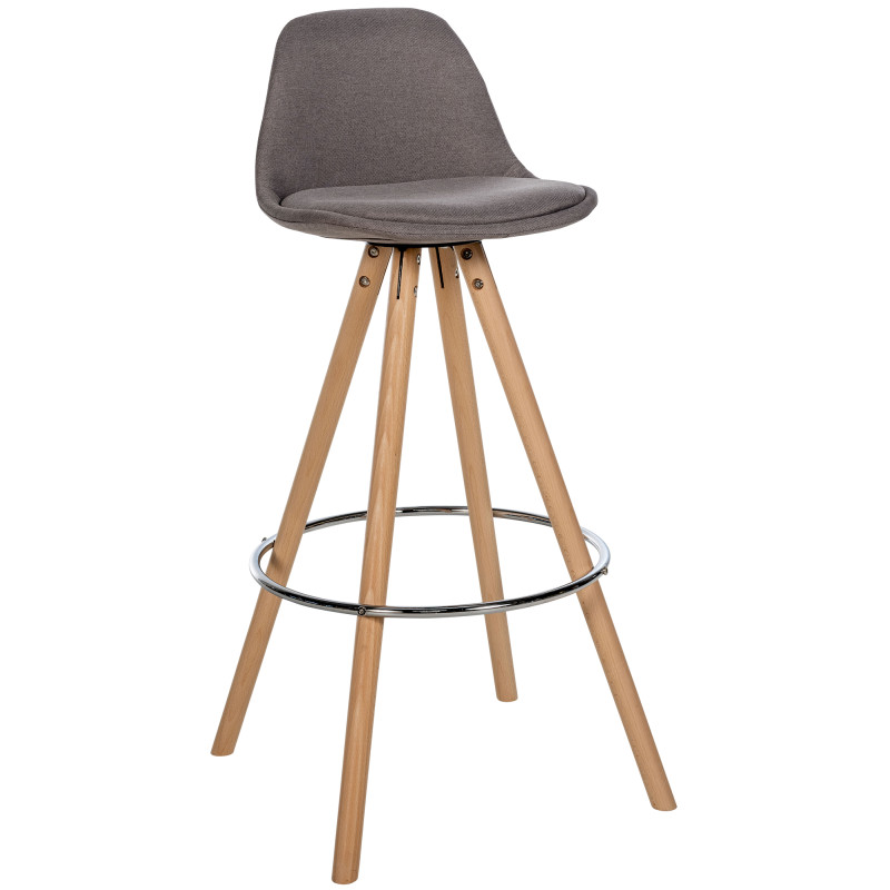 Tabouret de bar Corbin tissu rond nature taupe