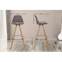 Tabouret de bar Corbin tissu rond nature taupe