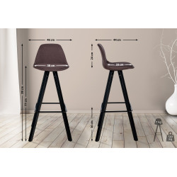 Tabouret de bar Corbin tissu carré brun