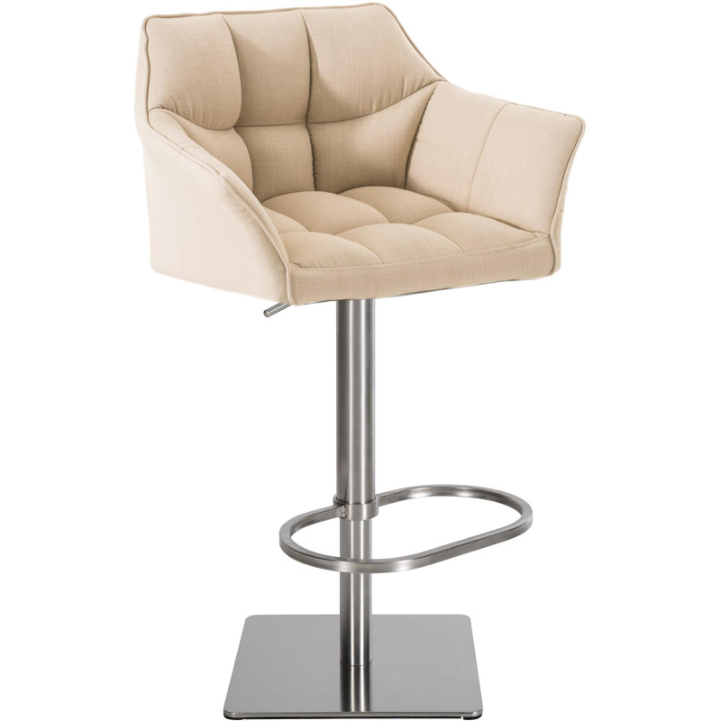 Tabouret de bar en tissu Damaso E crème