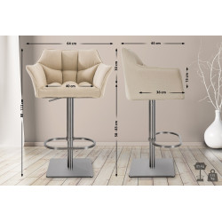 Tabouret de bar en tissu Damaso E crème