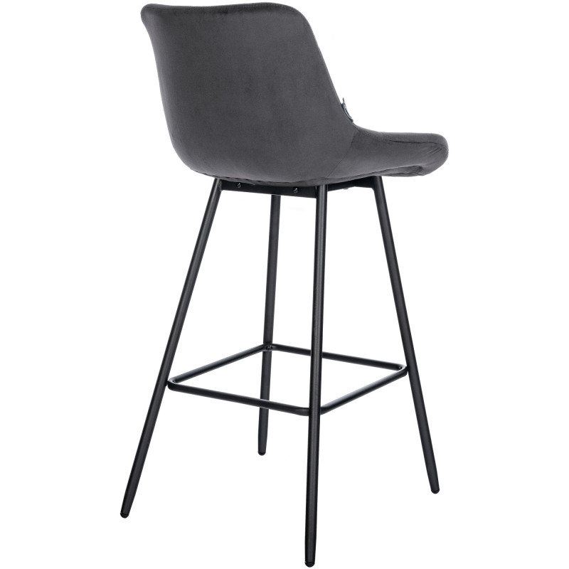 Tabouret de bar en velours Weston gris foncé