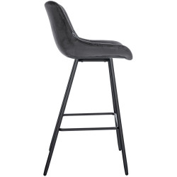 Tabouret de bar en velours Weston gris foncé