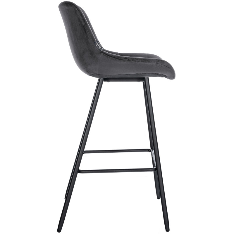 Tabouret de bar en velours Weston gris foncé