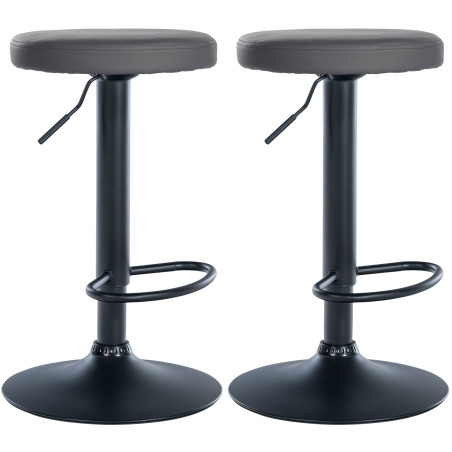 Lot de 2 tabourets de bar Ponte simili cuir noir gris