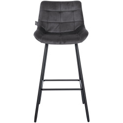 Tabouret de bar en velours Weston gris foncé