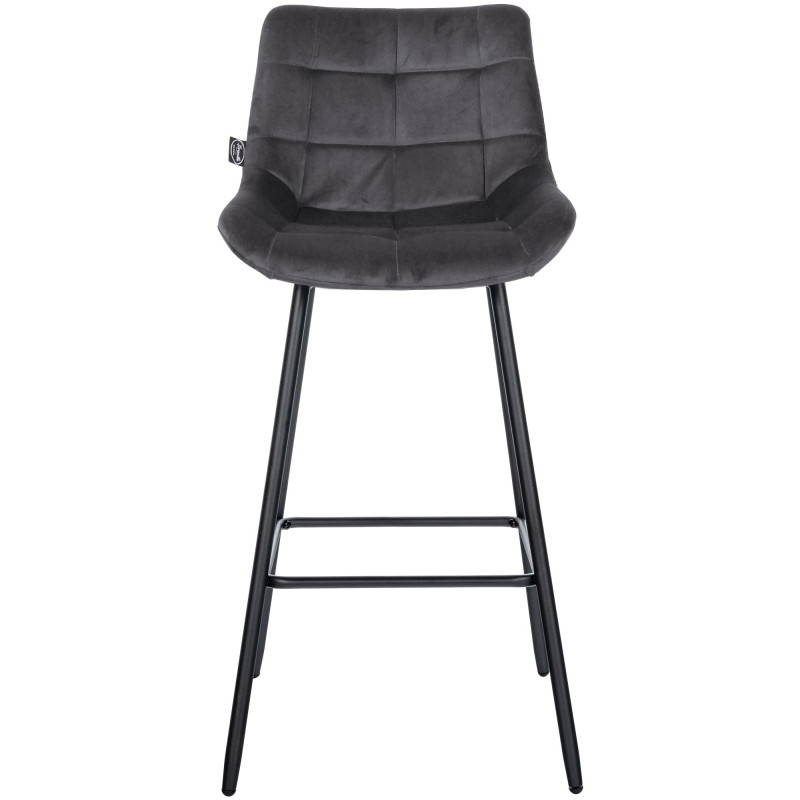 Tabouret de bar en velours Weston gris foncé
