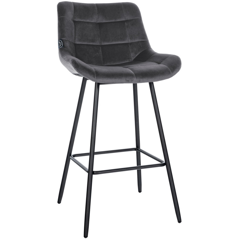 Tabouret de bar en velours Weston gris foncé