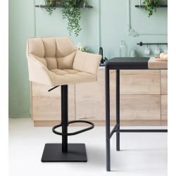 Tabouret de bar en tissu Damaso B crème